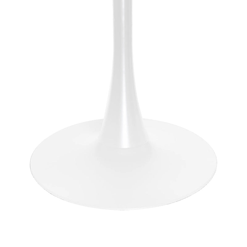Table à manger ronde de 89 cm style Mid-Century Modern avec plateau en MDF et pied central en acier