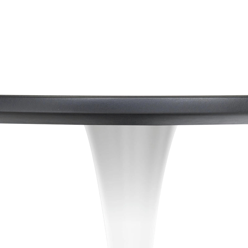 Table à manger ronde de 89 cm style Mid-Century Modern avec plateau en MDF et pied central en acier
