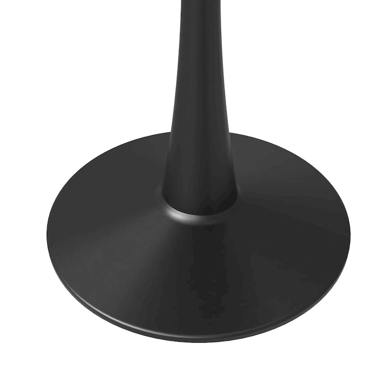 Table à manger ronde de 89 cm style Mid-Century Modern avec plateau en MDF et pied central en acier