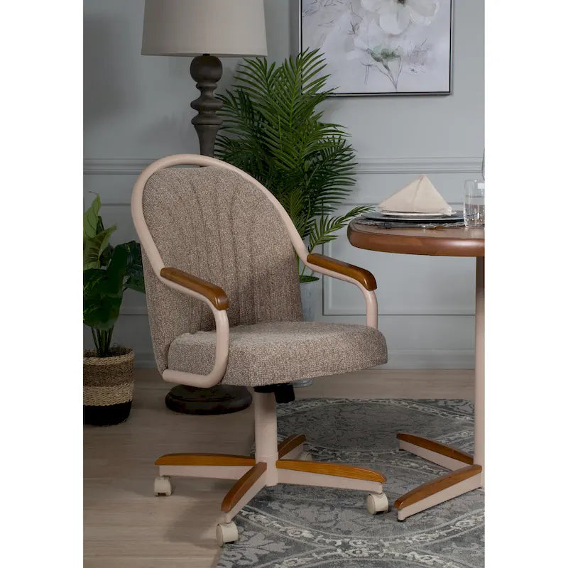 Casual Dining Cushion Swivel-and-Tilt Rolling Caster Chair
