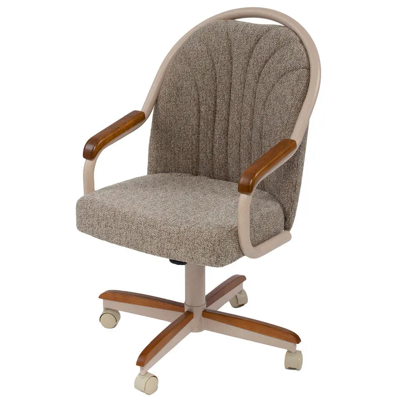 Chaise de salle à manger tapissée pivotante et inclinable à 360° avec roulettes