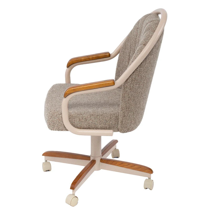 Chaise de salle à manger tapissée pivotante et inclinable à 360° avec roulettes