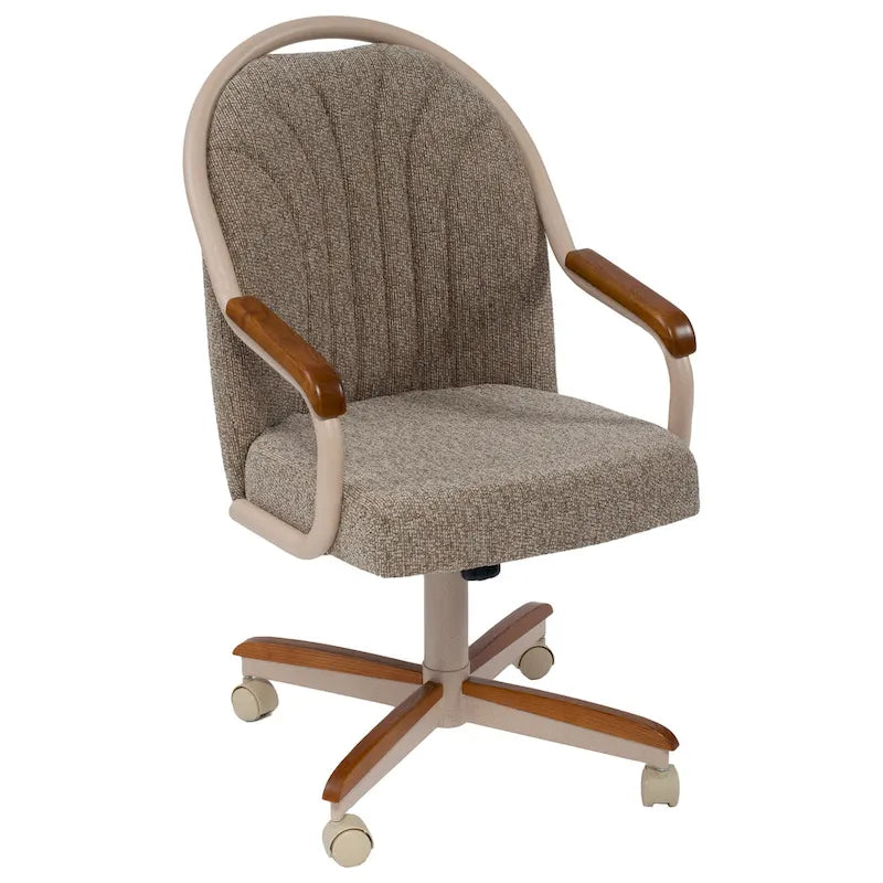 Chaise de salle à manger tapissée pivotante et inclinable à 360° avec roulettes