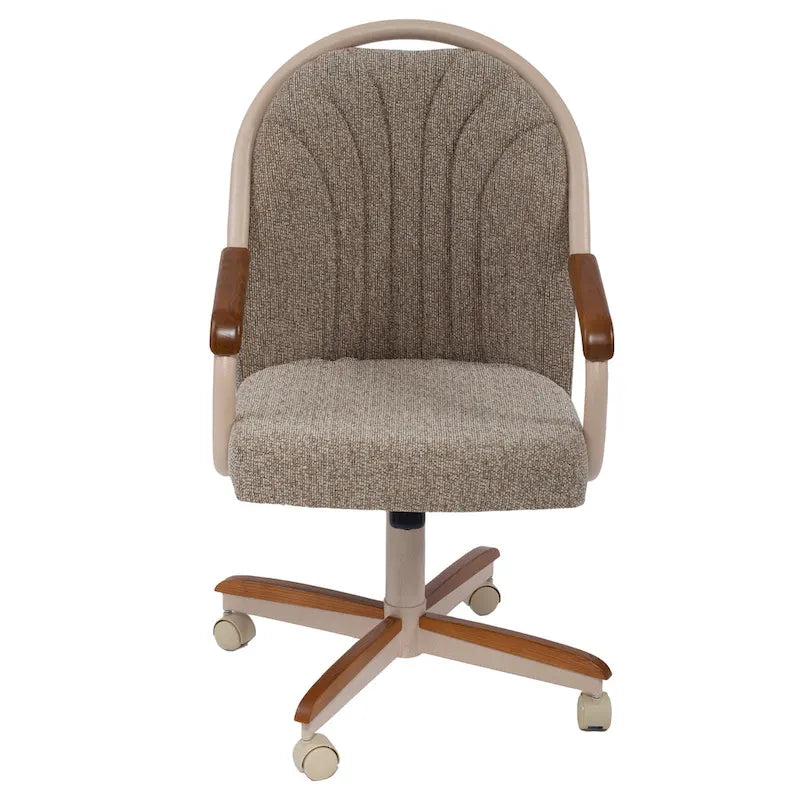 Chaise de salle à manger tapissée pivotante et inclinable à 360° avec roulettes