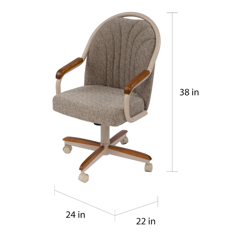 Chaise de salle à manger tapissée pivotante et inclinable à 360° avec roulettes