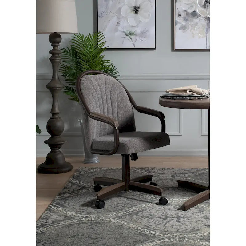 Chaise de salle à manger tapissée pivotante et inclinable à 360° avec roulettes