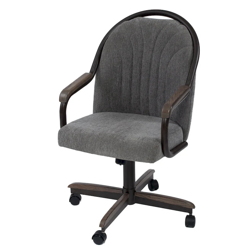 Chaise de salle à manger tapissée pivotante et inclinable à 360° avec roulettes