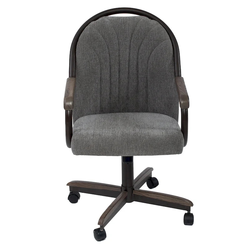 Chaise de salle à manger tapissée pivotante et inclinable à 360° avec roulettes