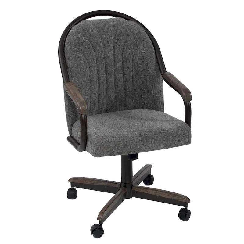 Chaise de salle à manger tapissée pivotante et inclinable à 360° avec roulettes