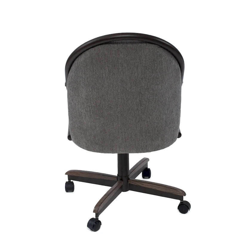 Chaise de salle à manger tapissée pivotante et inclinable à 360° avec roulettes