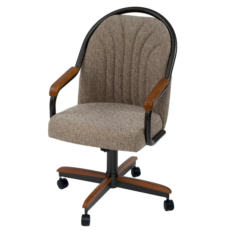 Chaise de salle à manger tapissée pivotante et inclinable à 360° avec roulettes