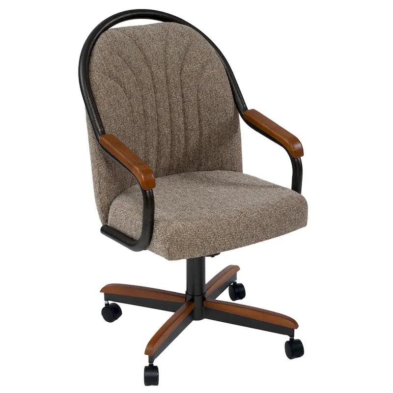 Chaise de salle à manger tapissée pivotante et inclinable à 360° avec roulettes