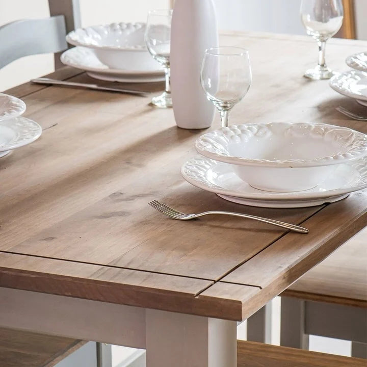 Table à manger rustique en bois de pin massif