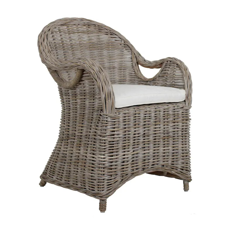 Fauteuil en rotin naturel tressé à la main avec coussin