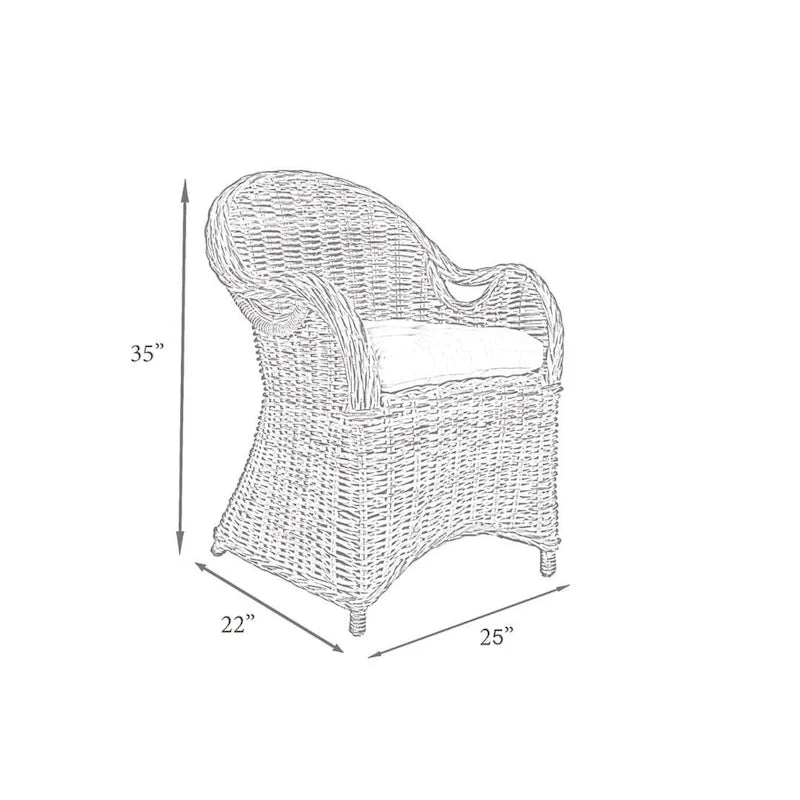 Fauteuil en rotin naturel tressé à la main avec coussin