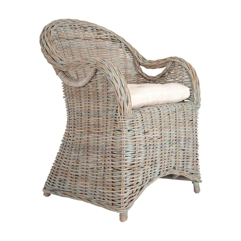 Fauteuil en rotin naturel tressé à la main avec coussin