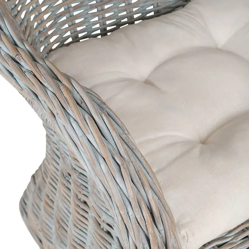 Fauteuil en rotin naturel tressé à la main avec coussin