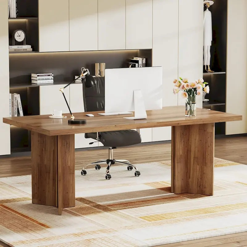 Grand bureau de 160 cm avec plateau effet bois – Plusieurs finitions