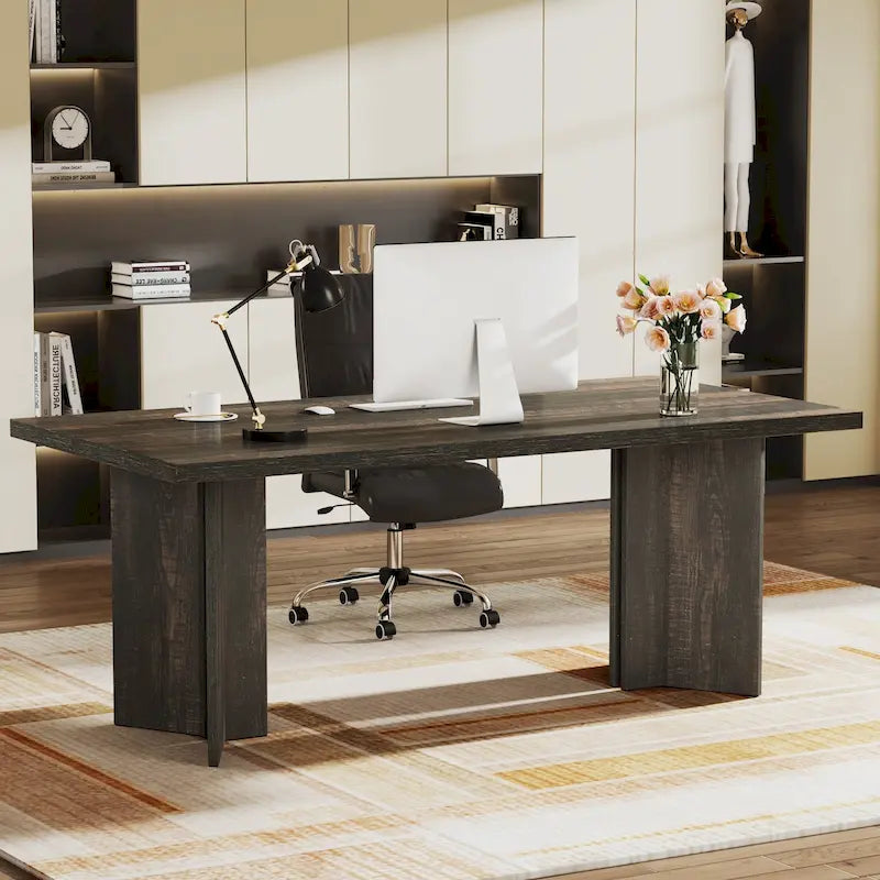 Grand bureau de 160 cm avec plateau effet bois – Plusieurs finitions