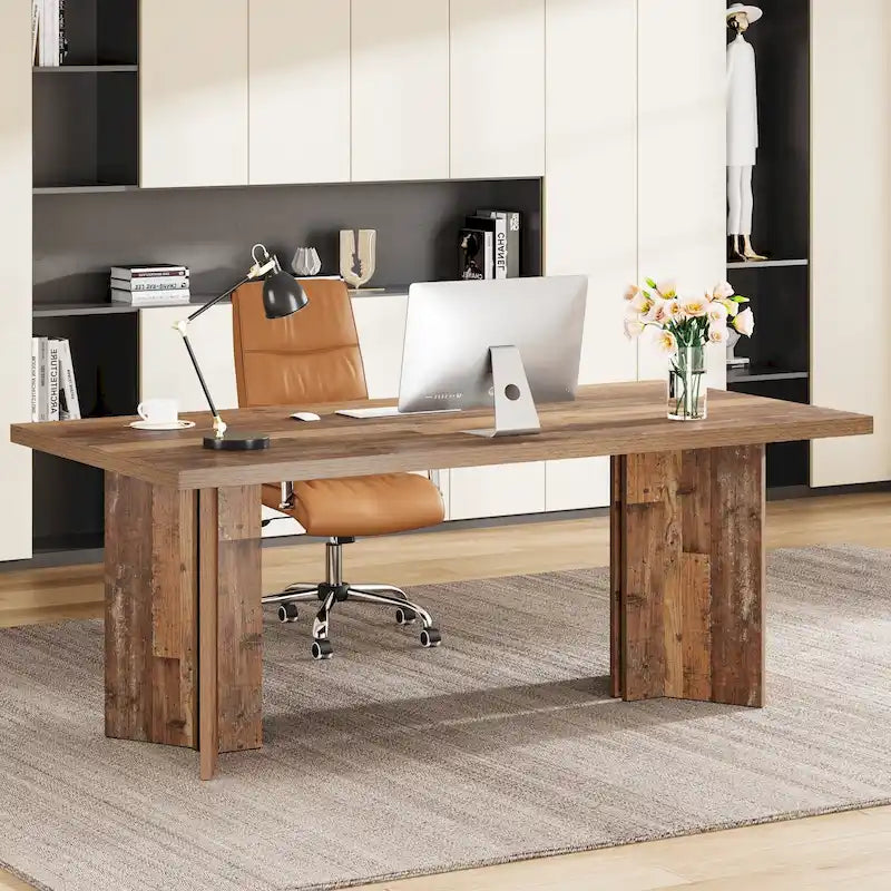Grand bureau de 160 cm avec plateau effet bois – Plusieurs finitions