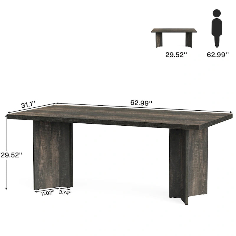Grand bureau de 160 cm avec plateau effet bois – Plusieurs finitions