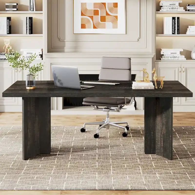 Grand bureau de 160 cm avec plateau effet bois – Plusieurs finitions