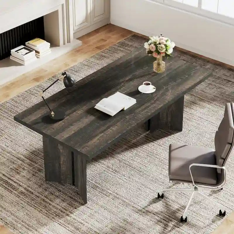 Grand bureau de 160 cm avec plateau effet bois – Plusieurs finitions