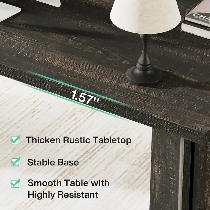 Grand bureau de 160 cm avec plateau effet bois – Plusieurs finitions