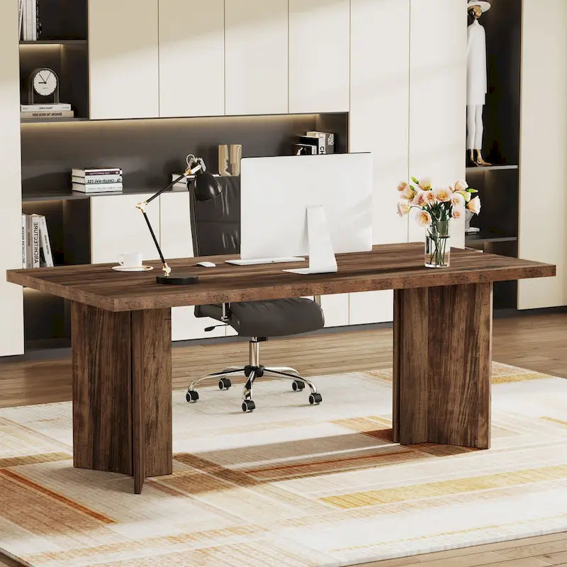 Grand bureau de 160 cm avec plateau effet bois – Plusieurs finitions