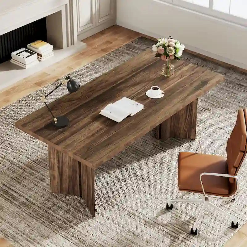 Grand bureau de 160 cm avec plateau effet bois – Plusieurs finitions