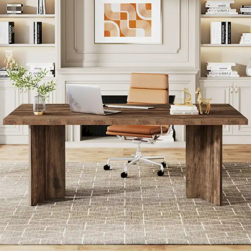 Grand bureau de 160 cm avec plateau effet bois – Plusieurs finitions