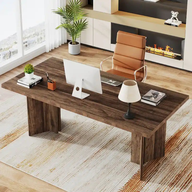 Grand bureau de 160 cm avec plateau effet bois – Plusieurs finitions