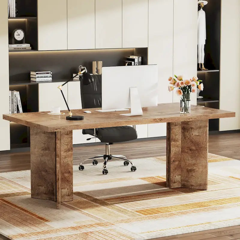 Grand bureau de 160 cm avec plateau effet bois – Plusieurs finitions