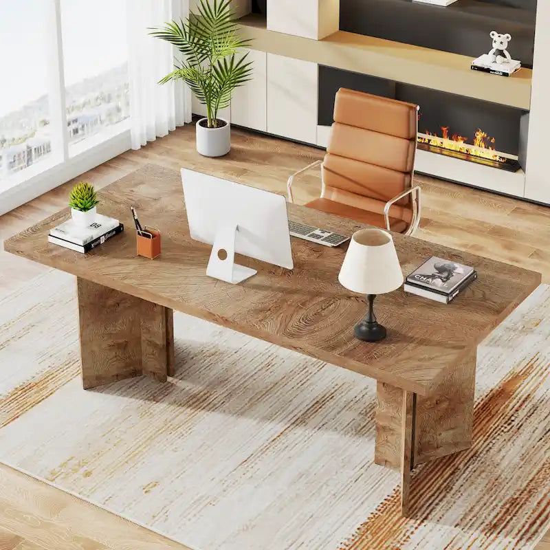 Grand bureau de 160 cm avec plateau effet bois – Plusieurs finitions