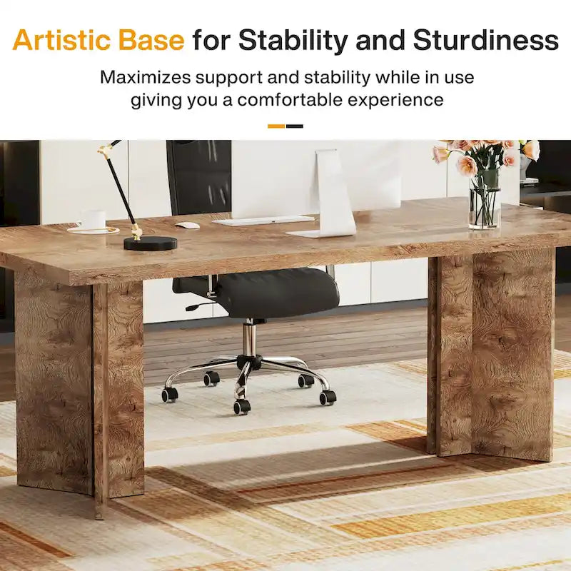 Grand bureau de 160 cm avec plateau effet bois – Plusieurs finitions