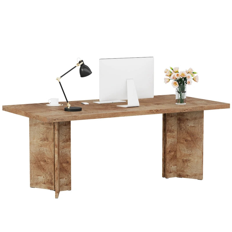 Grand bureau de 160 cm avec plateau effet bois – Plusieurs finitions