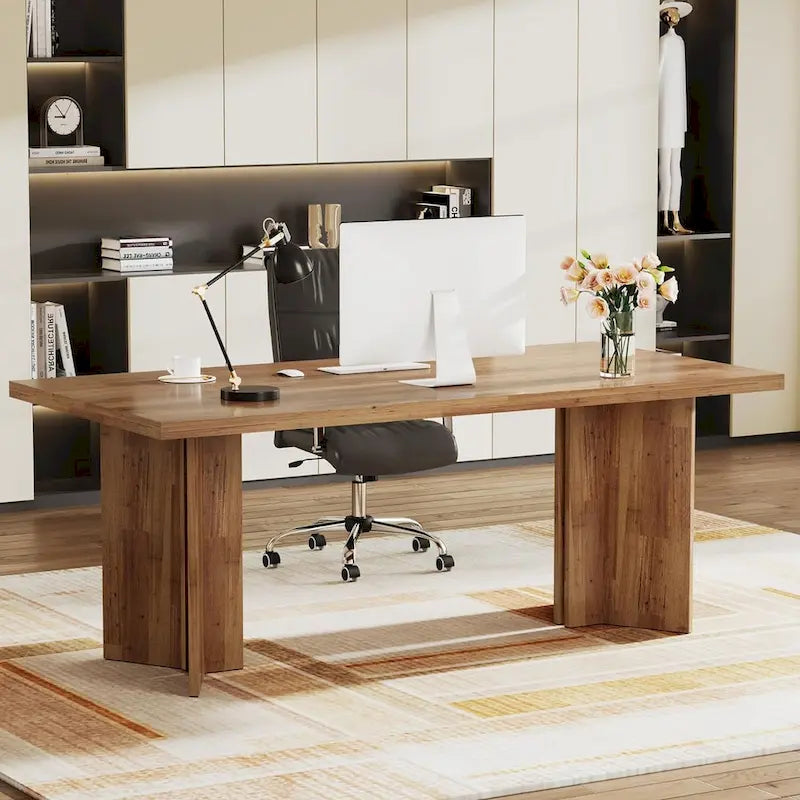 Grand bureau de 160 cm avec plateau effet bois – Plusieurs finitions