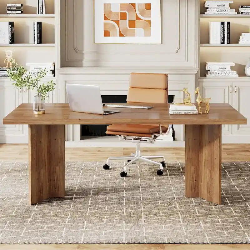 Grand bureau de 160 cm avec plateau effet bois – Plusieurs finitions