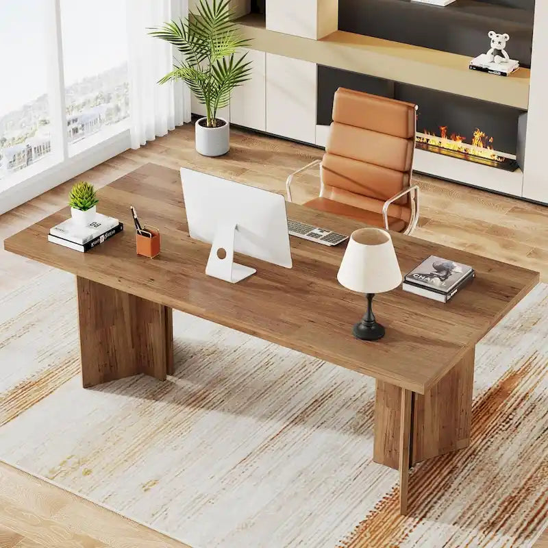 Grand bureau de 160 cm avec plateau effet bois – Plusieurs finitions