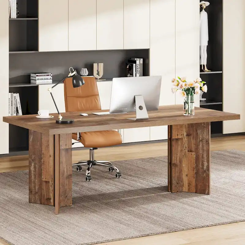 Grand bureau de 160 cm avec plateau effet bois – Plusieurs finitions