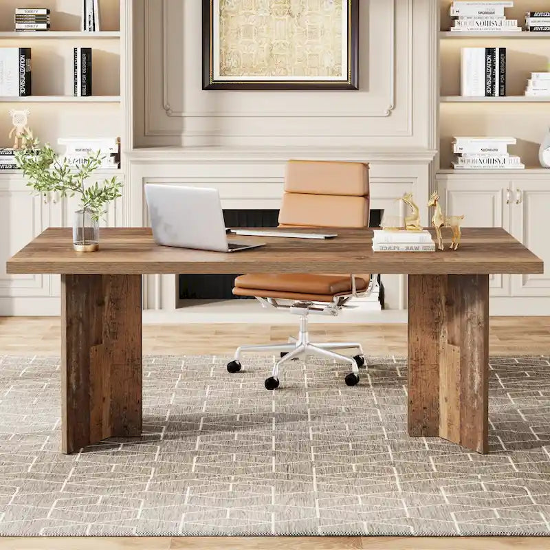 Grand bureau de 160 cm avec plateau effet bois – Plusieurs finitions