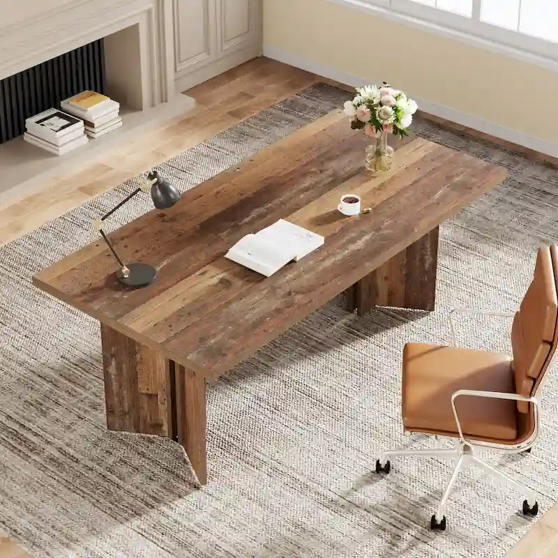 Grand bureau de 160 cm avec plateau effet bois – Plusieurs finitions