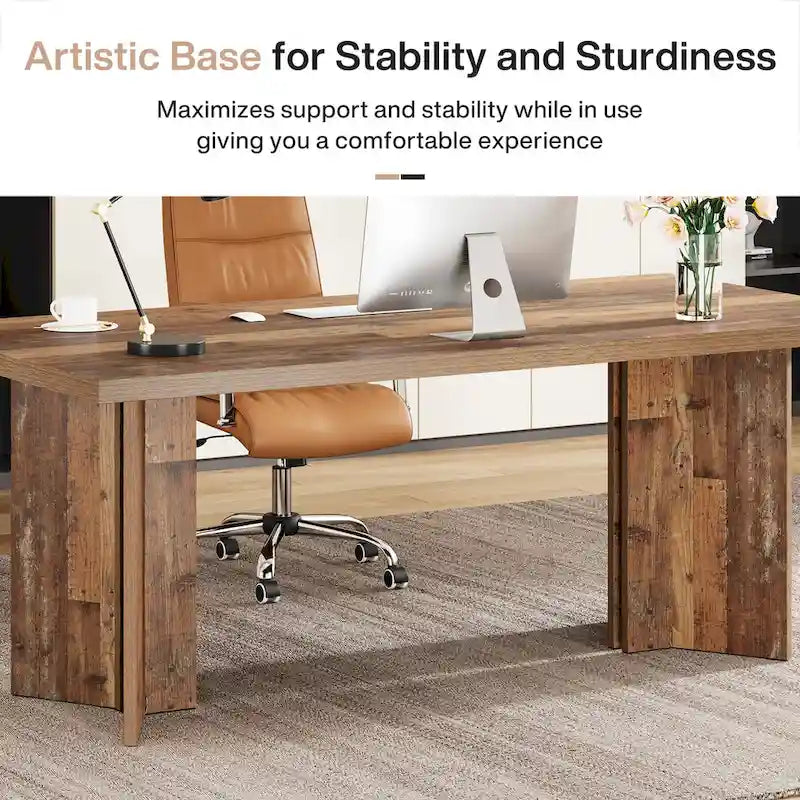 Grand bureau de 160 cm avec plateau effet bois – Plusieurs finitions