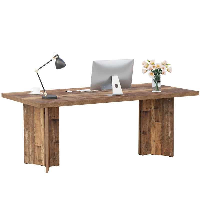 Grand bureau de 160 cm avec plateau effet bois – Plusieurs finitions