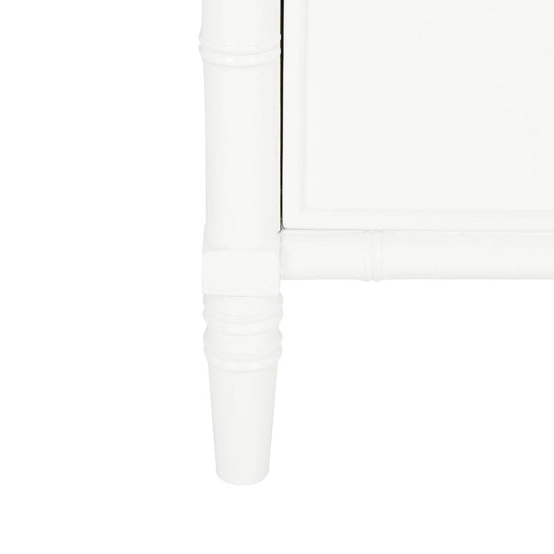 Table de chevet moderne 3 tiroirs ambiance bord de mer avec cadre bambou et poignées dorées – Plusieurs coloris