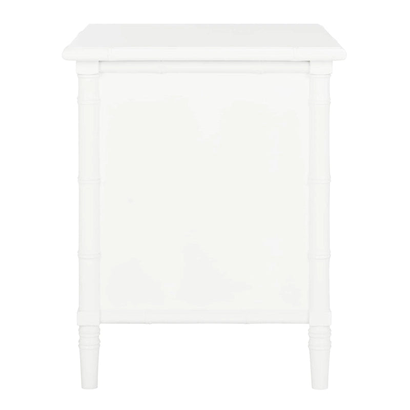 Table de chevet moderne 3 tiroirs ambiance bord de mer avec cadre bambou et poignées dorées – Plusieurs coloris