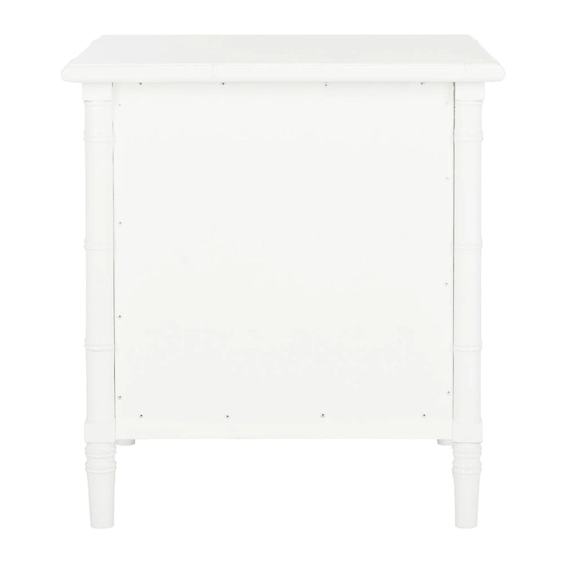 Table de chevet moderne 3 tiroirs ambiance bord de mer avec cadre bambou et poignées dorées – Plusieurs coloris