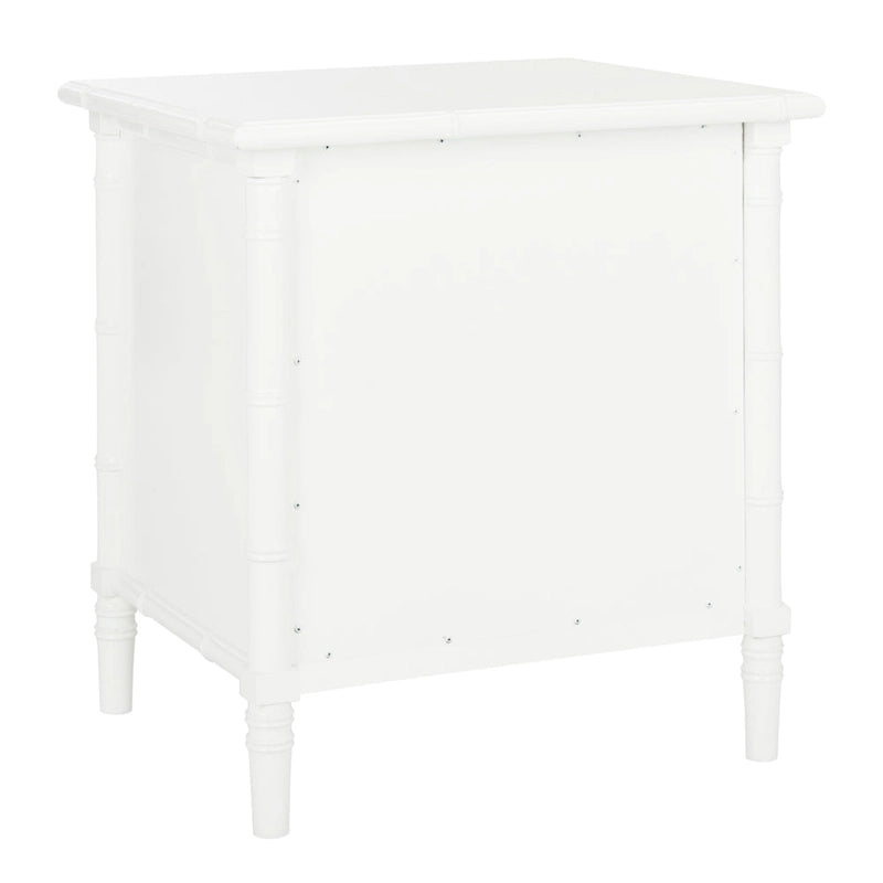 Table de chevet moderne 3 tiroirs ambiance bord de mer avec cadre bambou et poignées dorées – Plusieurs coloris