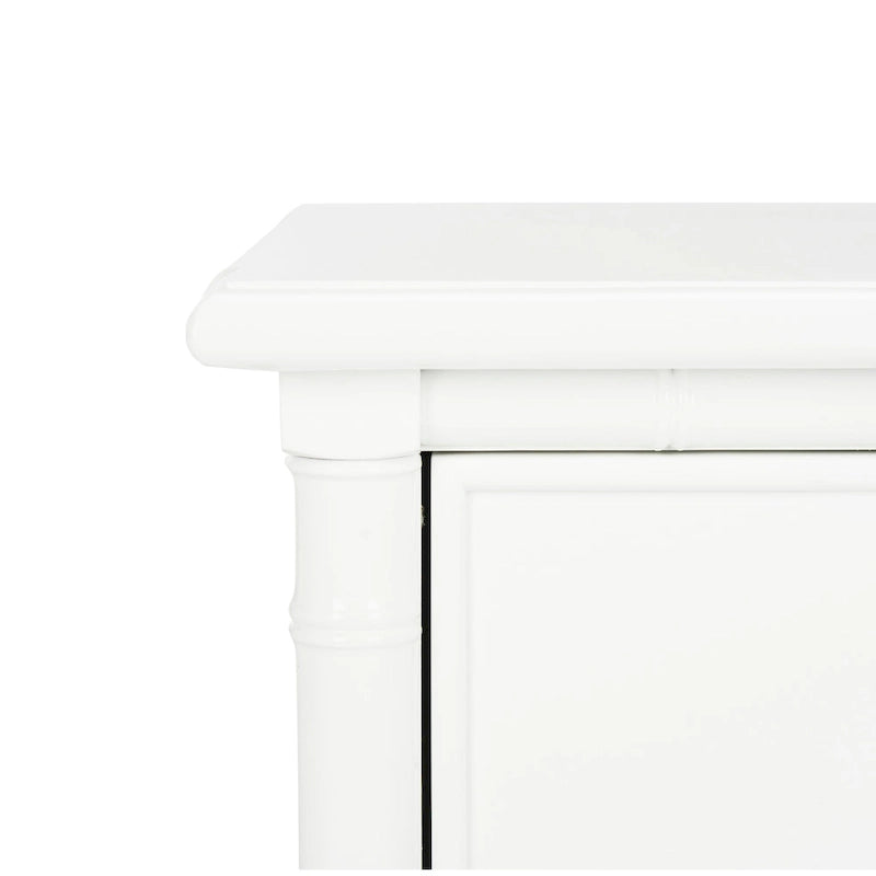 Table de chevet moderne 3 tiroirs ambiance bord de mer avec cadre bambou et poignées dorées – Plusieurs coloris