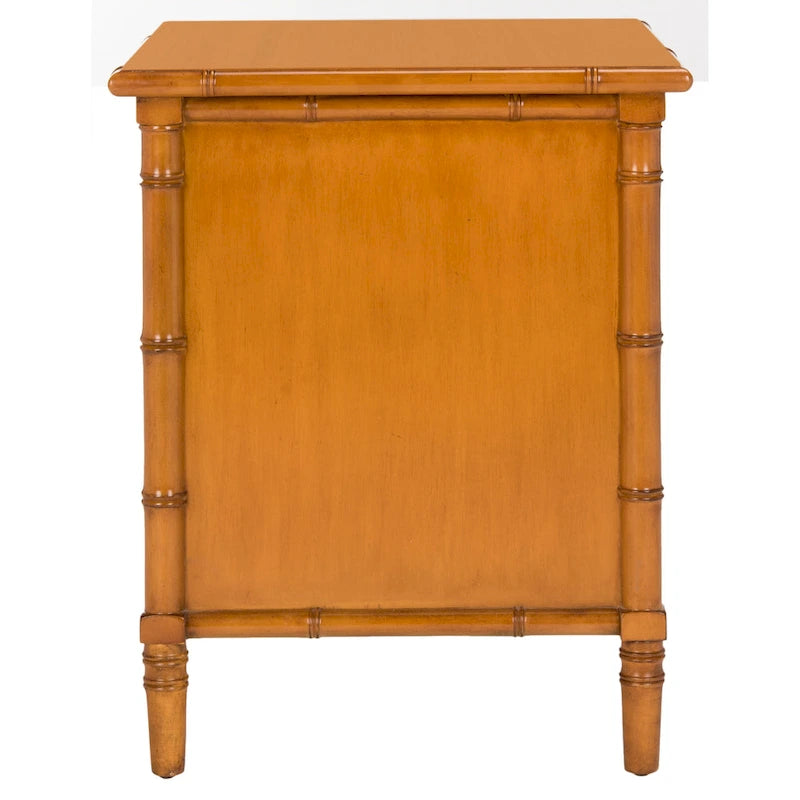 Table de chevet moderne 3 tiroirs ambiance bord de mer avec cadre bambou et poignées dorées – Plusieurs coloris